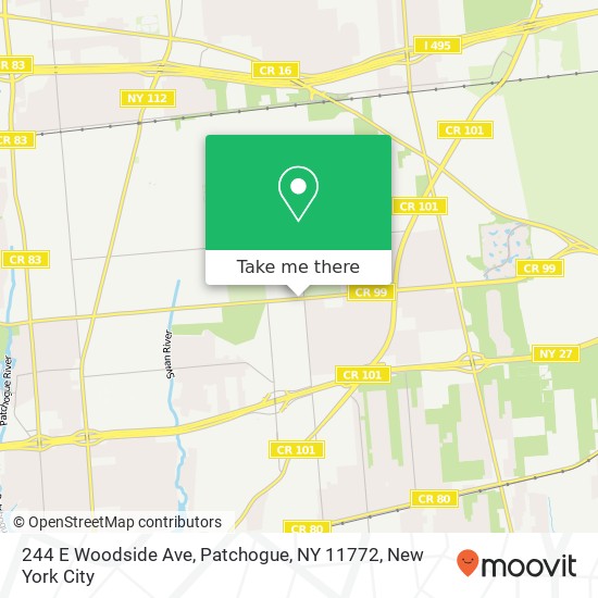 Mapa de 244 E Woodside Ave, Patchogue, NY 11772