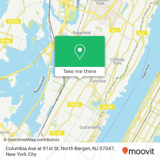 Columbia Ave at 91st St, North Bergen, NJ 07047 map