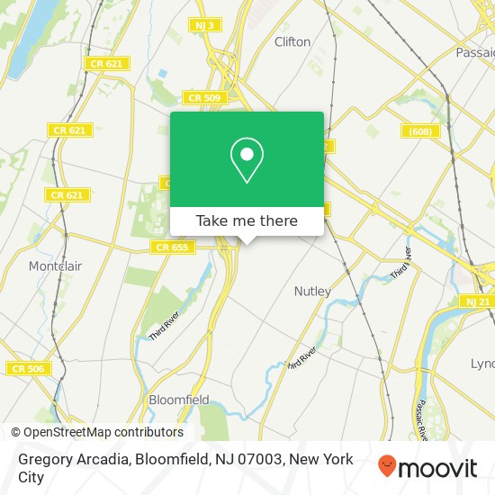 Mapa de Gregory Arcadia, Bloomfield, NJ 07003