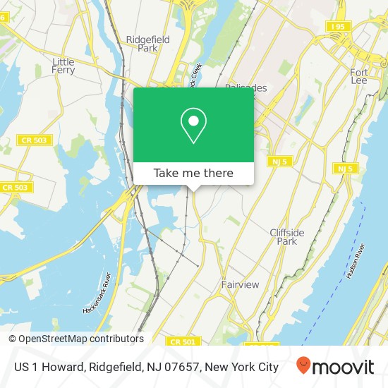 Mapa de US 1 Howard, Ridgefield, NJ 07657