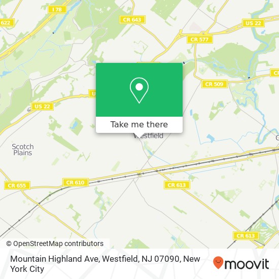 Mapa de Mountain Highland Ave, Westfield, NJ 07090