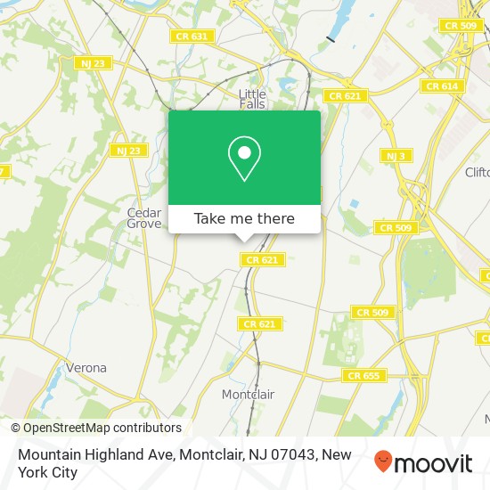 Mapa de Mountain Highland Ave, Montclair, NJ 07043