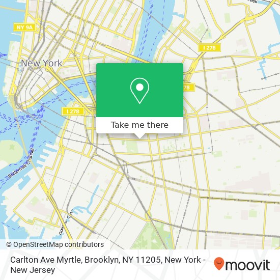 Mapa de Carlton Ave Myrtle, Brooklyn, NY 11205