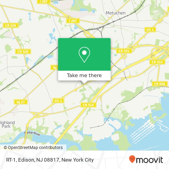 Mapa de RT-1, Edison, NJ 08817