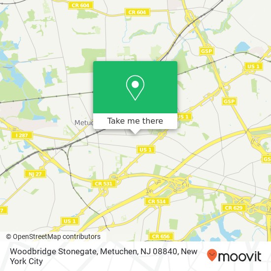 Mapa de Woodbridge Stonegate, Metuchen, NJ 08840