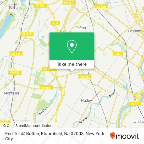 Mapa de End Ter @ Bolten, Bloomfield, NJ 07003