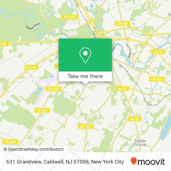 Mapa de 631 Grandview, Caldwell, NJ 07006