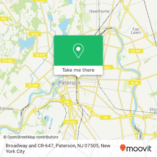 Mapa de Broadway and CR-647, Paterson, NJ 07505