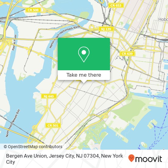 Mapa de Bergen Ave Union, Jersey City, NJ 07304