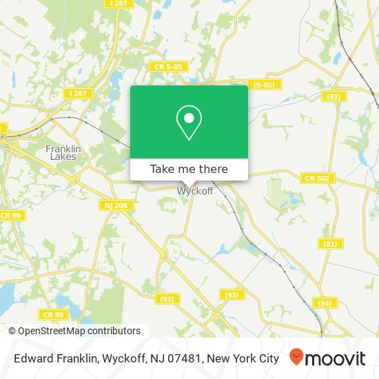 Mapa de Edward Franklin, Wyckoff, NJ 07481