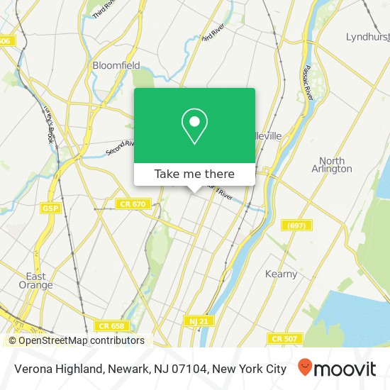 Verona Highland, Newark, NJ 07104 map