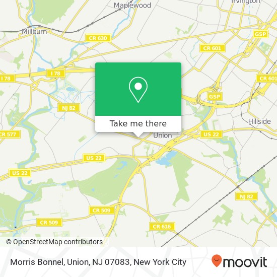 Mapa de Morris Bonnel, Union, NJ 07083