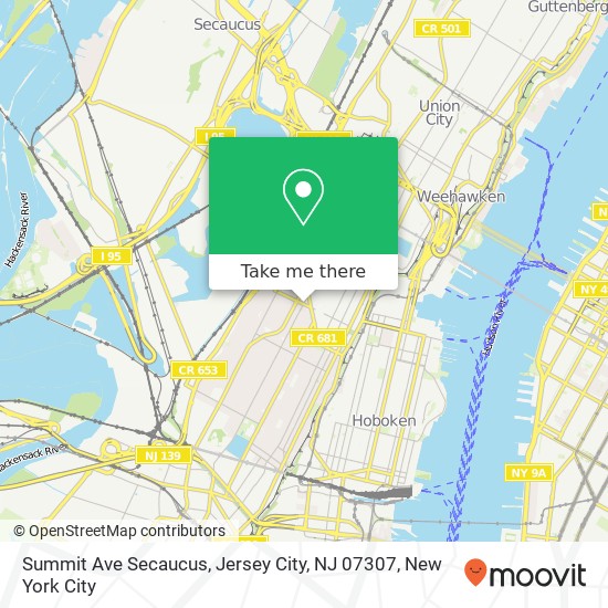 Mapa de Summit Ave Secaucus, Jersey City, NJ 07307