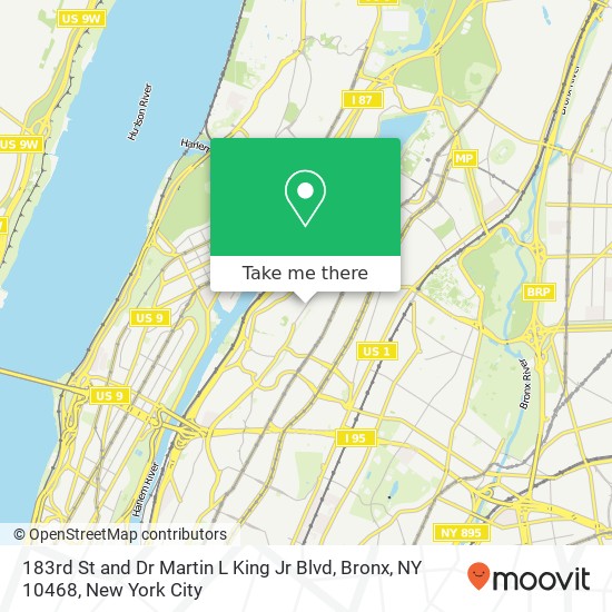 Mapa de 183rd St and Dr Martin L King Jr Blvd, Bronx, NY 10468