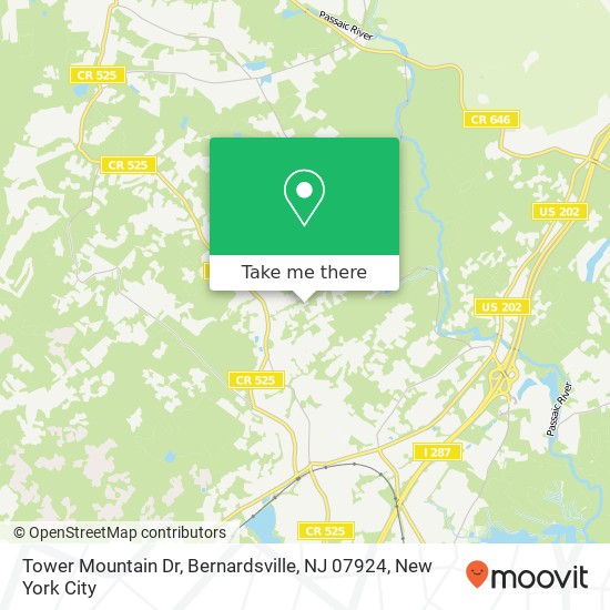 Mapa de Tower Mountain Dr, Bernardsville, NJ 07924