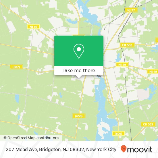 Mapa de 207 Mead Ave, Bridgeton, NJ 08302