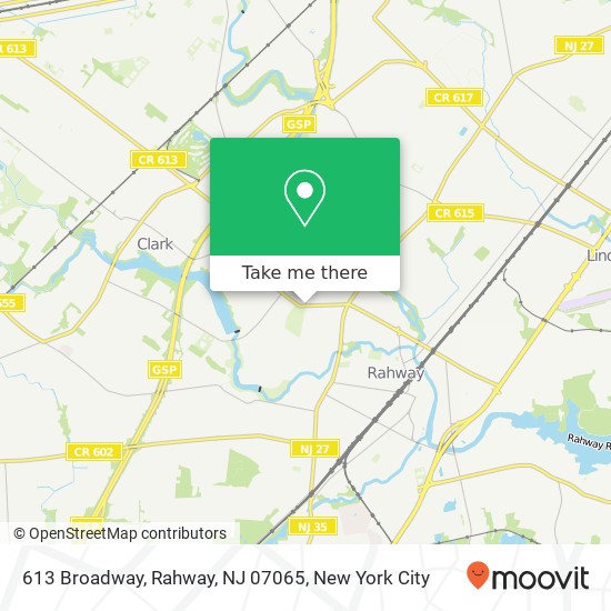 Mapa de 613 Broadway, Rahway, NJ 07065