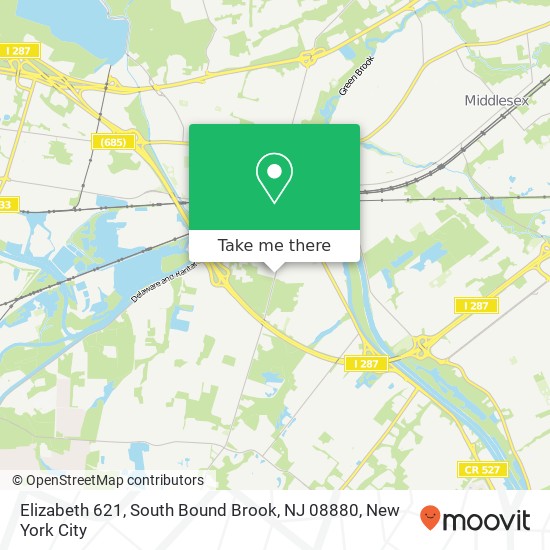 Mapa de Elizabeth 621, South Bound Brook, NJ 08880