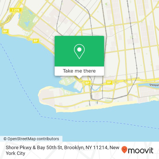 Mapa de Shore Pkwy & Bay 50th St, Brooklyn, NY 11214