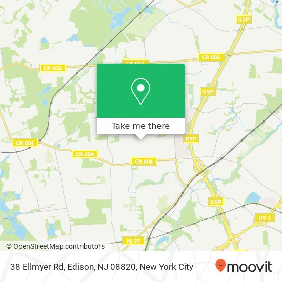 Mapa de 38 Ellmyer Rd, Edison, NJ 08820