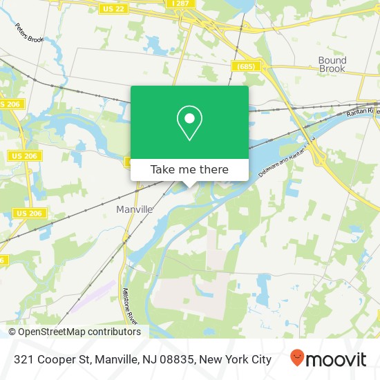 Mapa de 321 Cooper St, Manville, NJ 08835