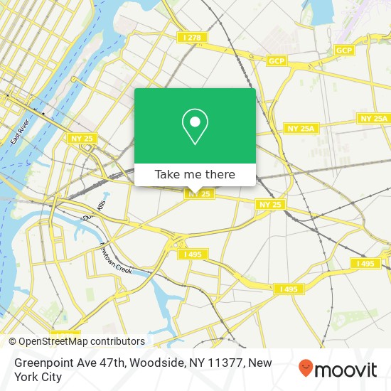 Mapa de Greenpoint Ave 47th, Woodside, NY 11377