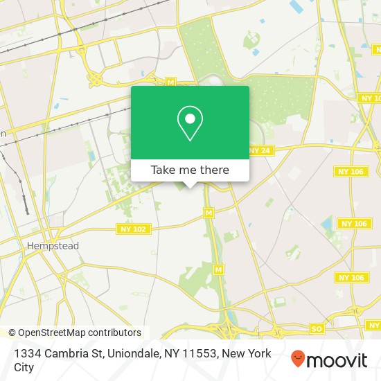 Mapa de 1334 Cambria St, Uniondale, NY 11553