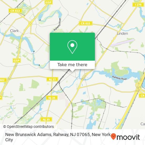 Mapa de New Brunswick Adams, Rahway, NJ 07065