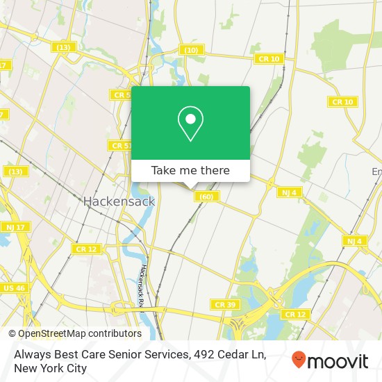 Mapa de Always Best Care Senior Services, 492 Cedar Ln