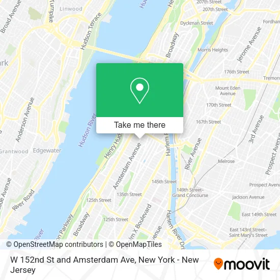 W 152nd St and Amsterdam Ave map