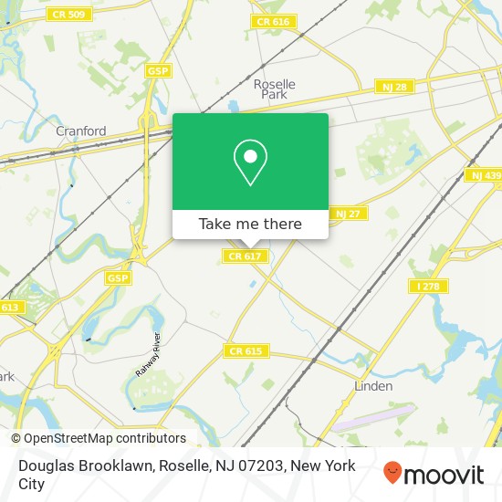 Mapa de Douglas Brooklawn, Roselle, NJ 07203