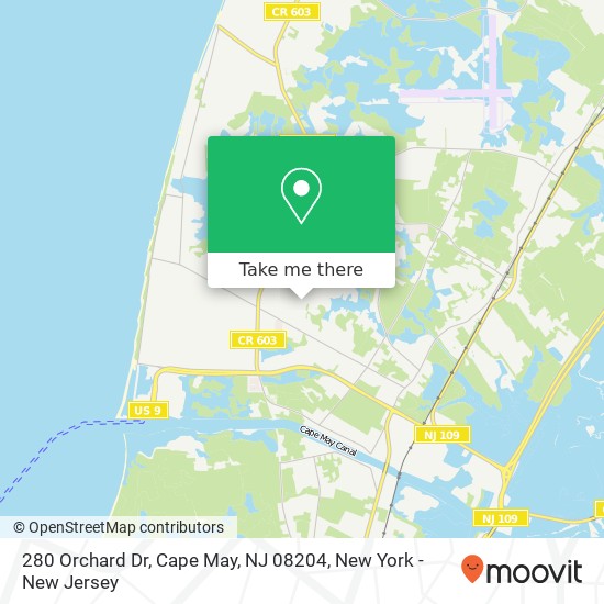 Mapa de 280 Orchard Dr, Cape May, NJ 08204