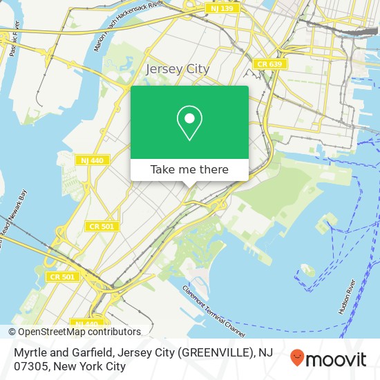 Mapa de Myrtle and Garfield, Jersey City (GREENVILLE), NJ 07305