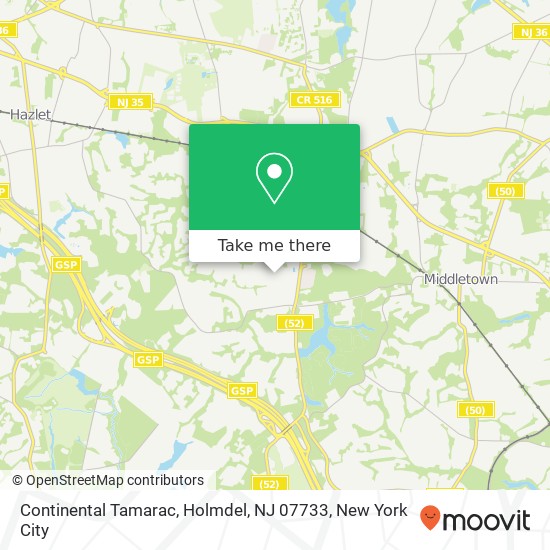 Mapa de Continental Tamarac, Holmdel, NJ 07733