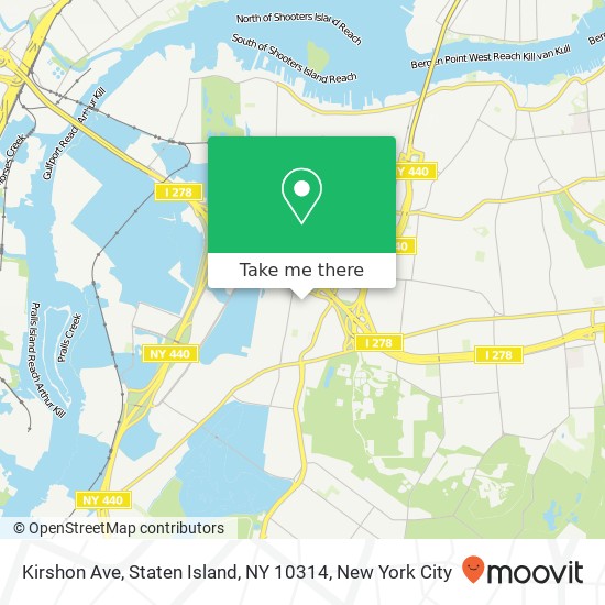 Mapa de Kirshon Ave, Staten Island, NY 10314