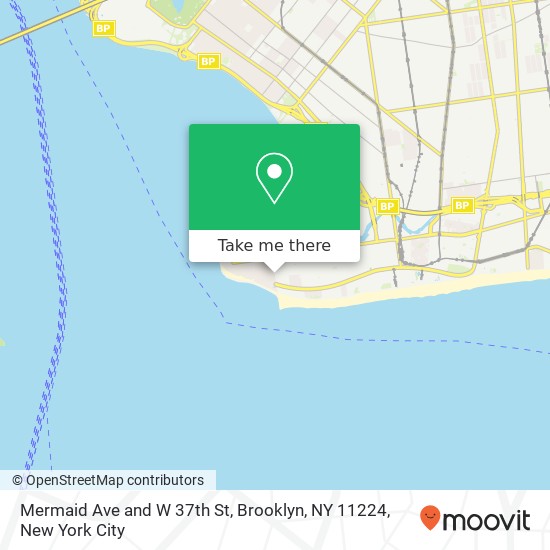 Mapa de Mermaid Ave and W 37th St, Brooklyn, NY 11224