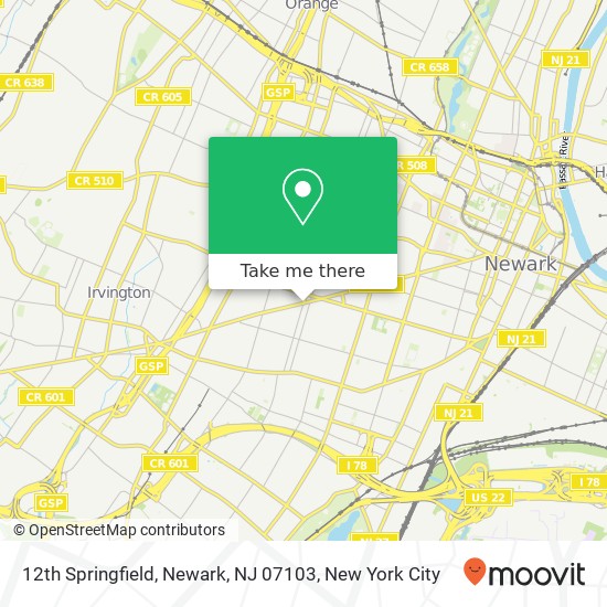 Mapa de 12th Springfield, Newark, NJ 07103