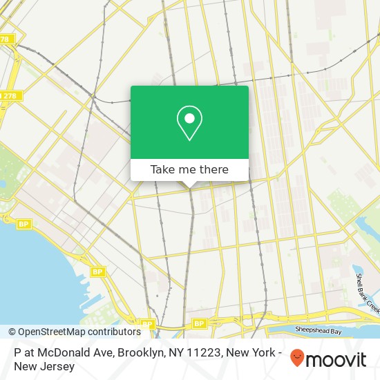 Mapa de P at McDonald Ave, Brooklyn, NY 11223