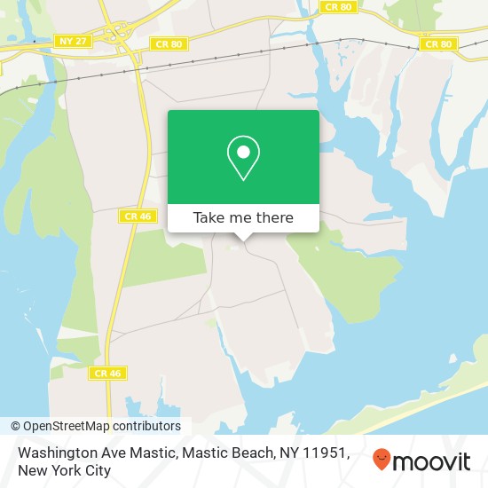 Mapa de Washington Ave Mastic, Mastic Beach, NY 11951