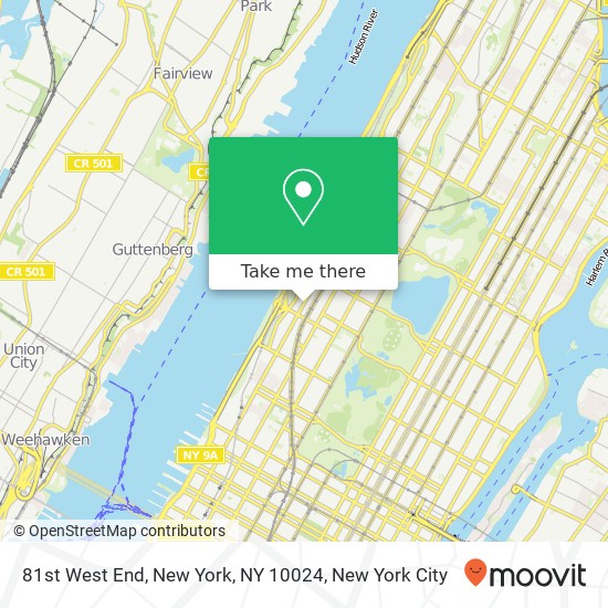 Mapa de 81st West End, New York, NY 10024