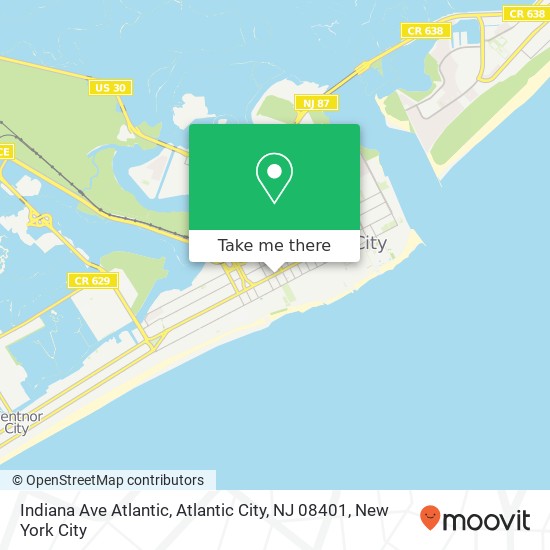 Mapa de Indiana Ave Atlantic, Atlantic City, NJ 08401