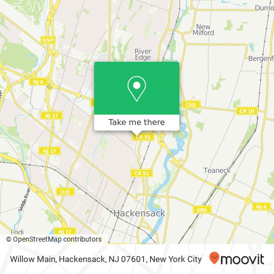 Mapa de Willow Main, Hackensack, NJ 07601