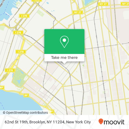 Mapa de 62nd St 19th, Brooklyn, NY 11204