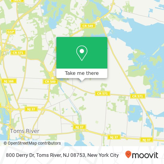 Mapa de 800 Derry Dr, Toms River, NJ 08753