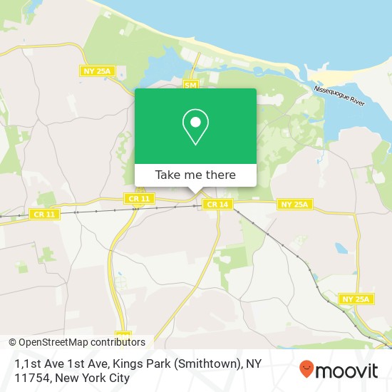 Mapa de 1,1st Ave 1st Ave, Kings Park (Smithtown), NY 11754