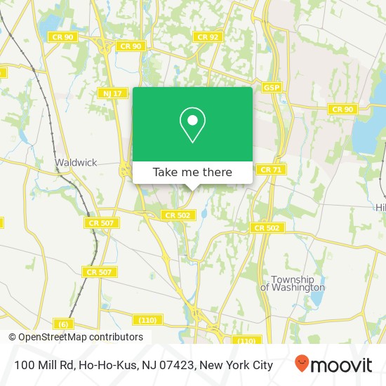 Mapa de 100 Mill Rd, Ho-Ho-Kus, NJ 07423