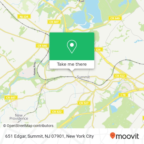 Mapa de 651 Edgar, Summit, NJ 07901