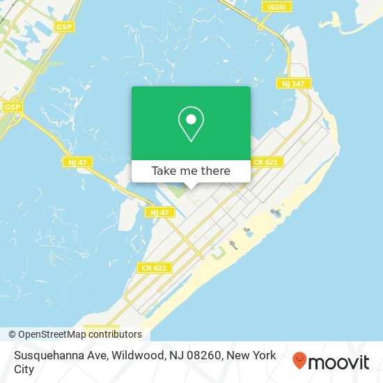 Mapa de Susquehanna Ave, Wildwood, NJ 08260