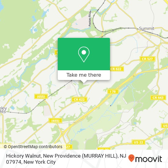 Mapa de Hickory Walnut, New Providence (MURRAY HILL), NJ 07974