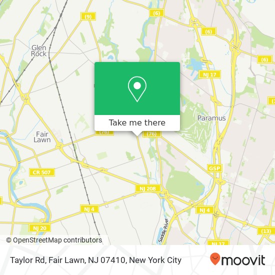 Taylor Rd, Fair Lawn, NJ 07410 map